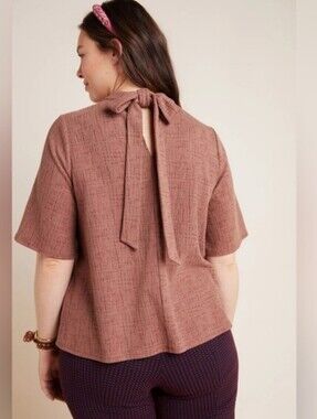 Current Air Rosewood Short Sleeve Tie-Back Top